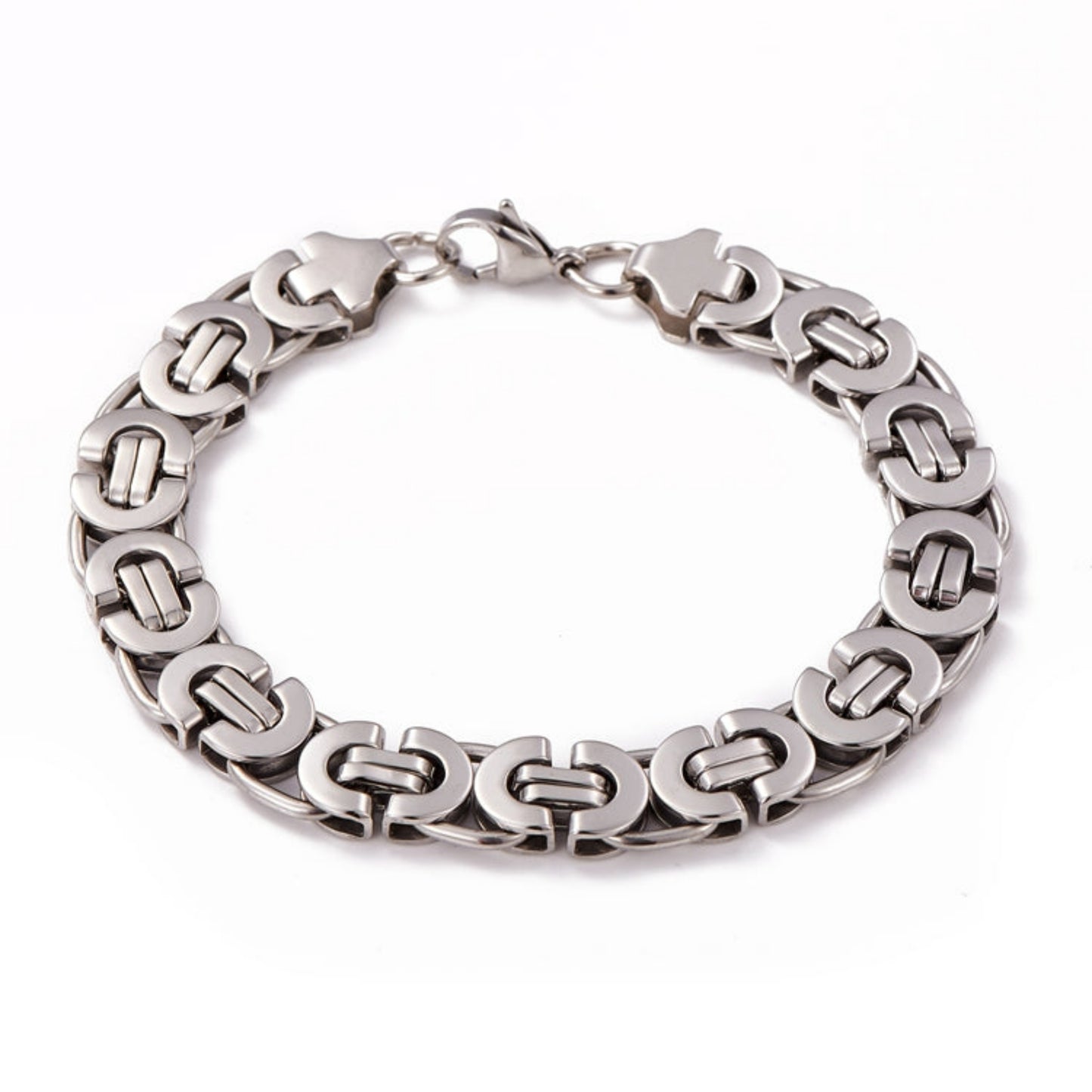 Braided Stainless Steel Bracelet set - unisex matching bracelets
Silver chain bracelet on a white background