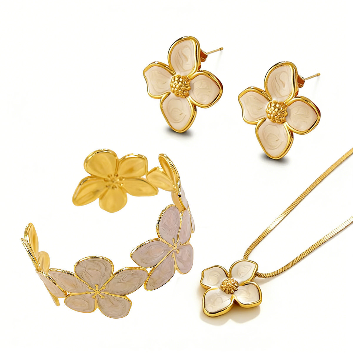 Rose Flower Set — 18K Gold Plated Stainless Steel