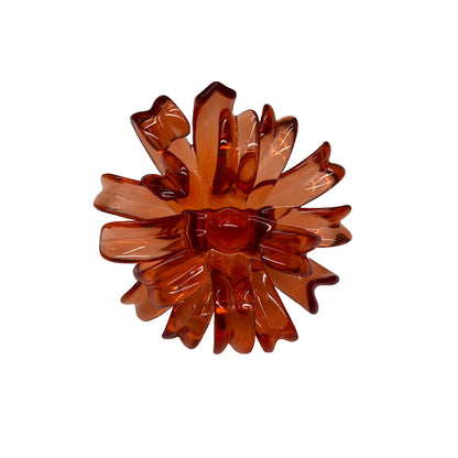 Brown glass candle holder on a white background
Orange Spider Flower Ring with vibrant orange floral design - Front view on white background

