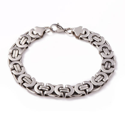 Braided Stainless Steel Bracelet set - unisex matching bracelets
Silver chain bracelet on a white background