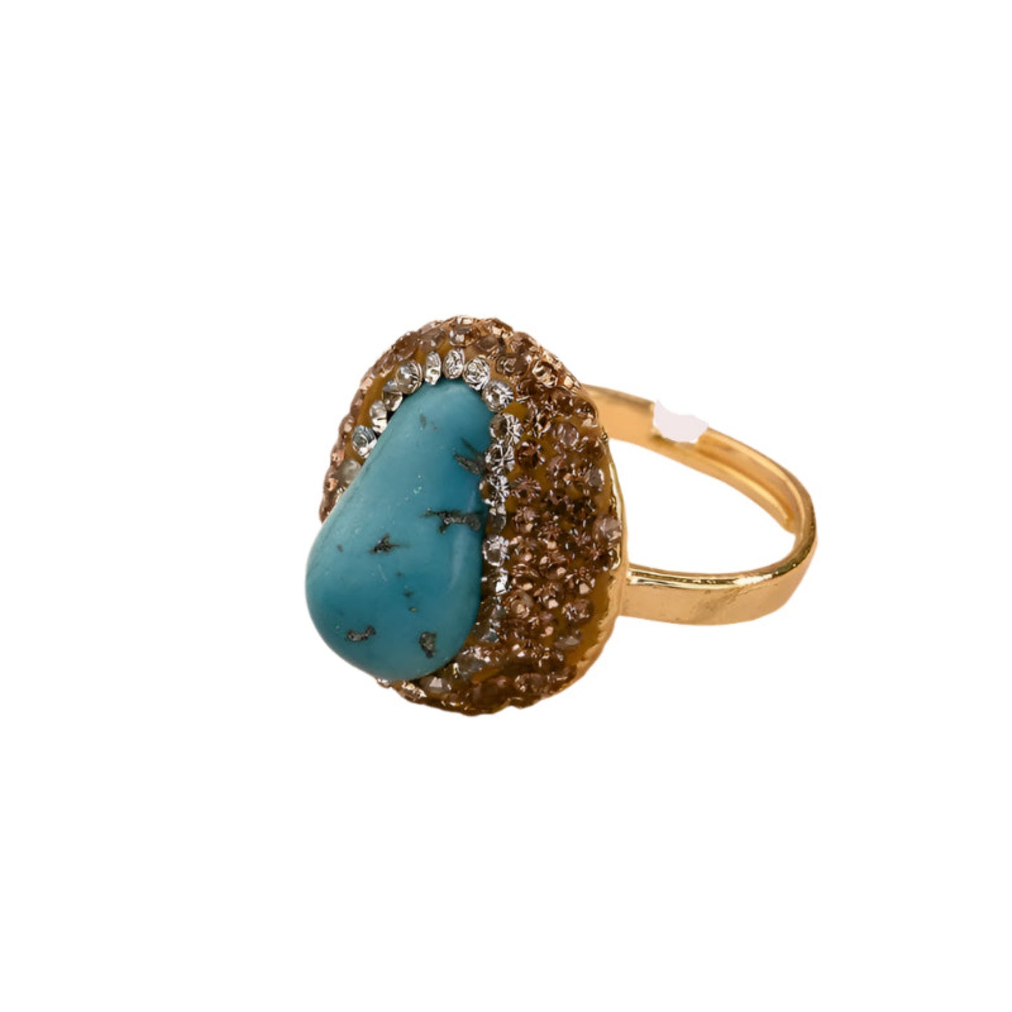 Dream Open Ring worn on finger - Model wearing adjustable amethyst ring in gold