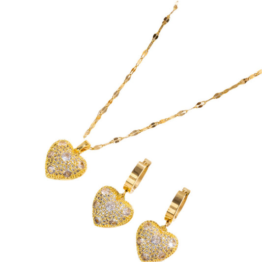 Set Of Heart Necklace and Earrings