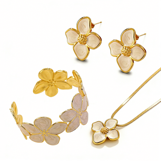Rose Flower Set — 18K Gold Plated Stainless Steel