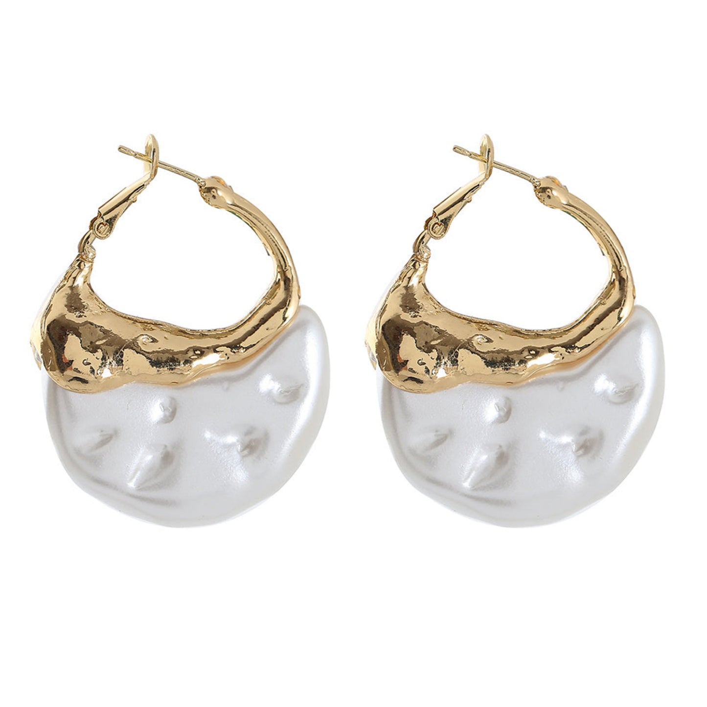 Snow Earrings - elegant round pearl and alloy drop earrings by SIETE Y UNO
Gold and silver hoop earrings on a white background